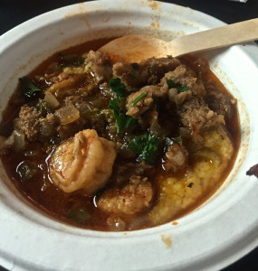 Alligator, shrimp and grits, down and dirty in New Orleans.